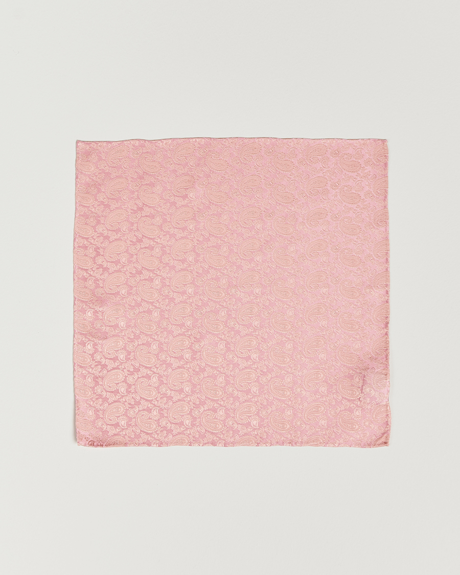 Men | Pocket Squares | Amanda Christensen | Tonal Paisley Silk Pocket Square Powder Pink