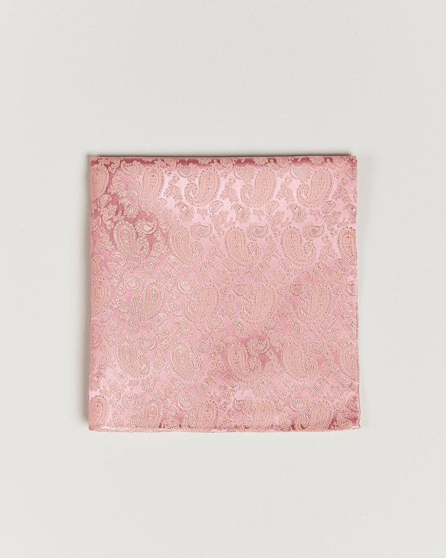 Men | Pocket Squares | Amanda Christensen | Tonal Paisley Silk Pocket Square Powder Pink