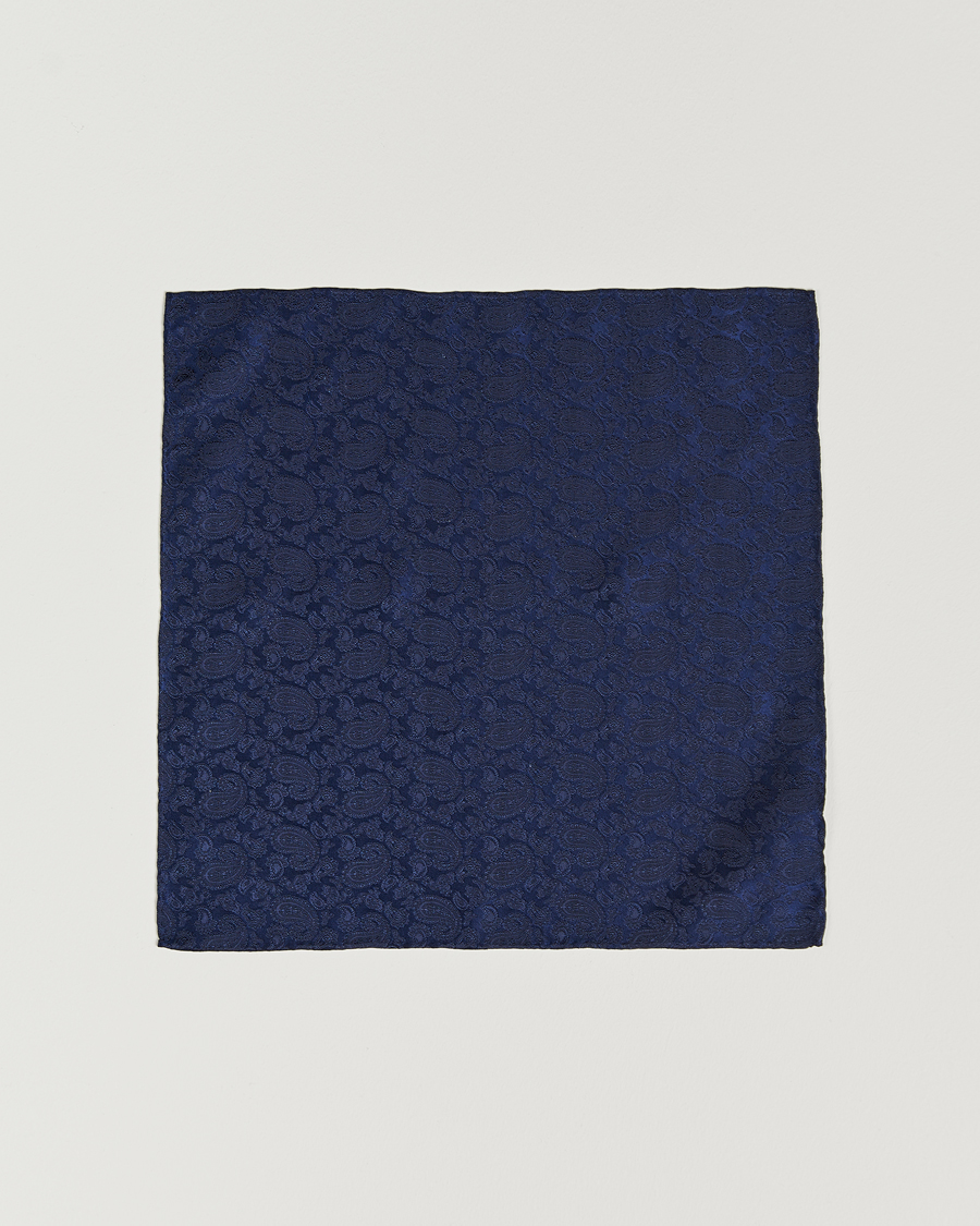 Men | Pocket Squares | Amanda Christensen | Tonal Paisley Silk Pocket Square Navy