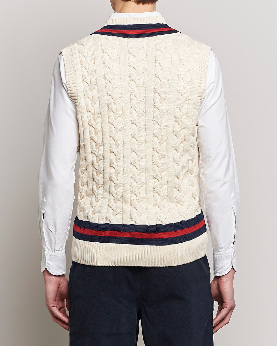 Men | Sweaters & Knitwear | Baracuta | Cotton Cable Knit Vest Off White