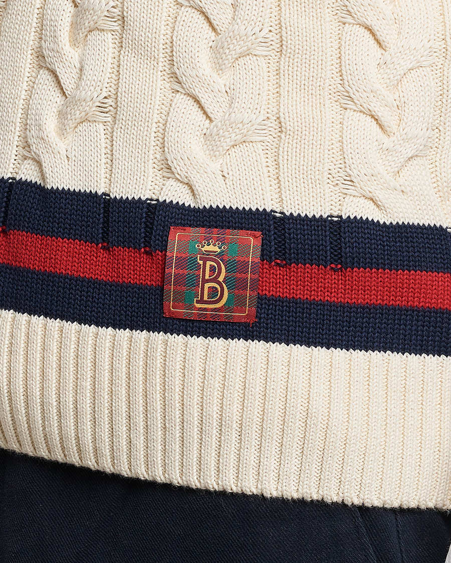 Men | Sweaters & Knitwear | Baracuta | Cotton Cable Knit Vest Off White
