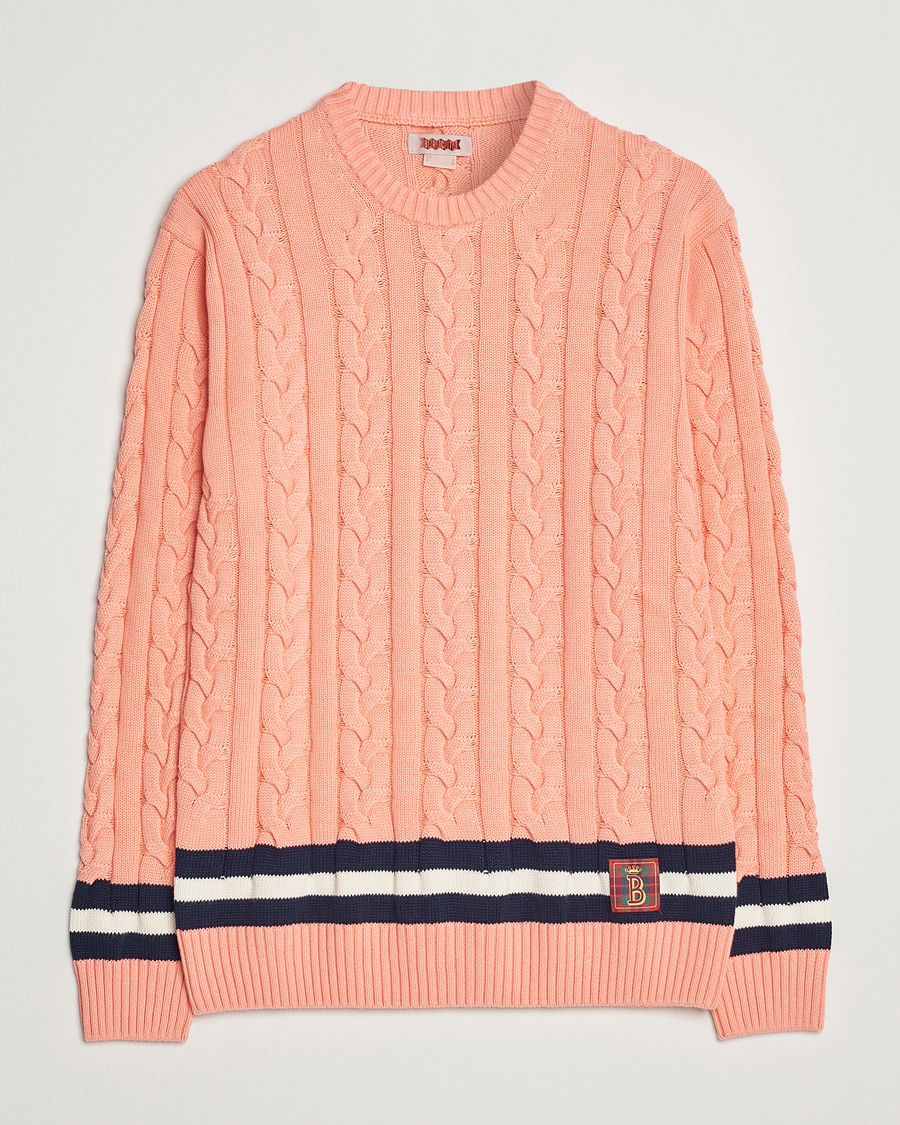 Men | Sweaters & Knitwear | Baracuta | Cotton Cable Crew Neck Flamingo