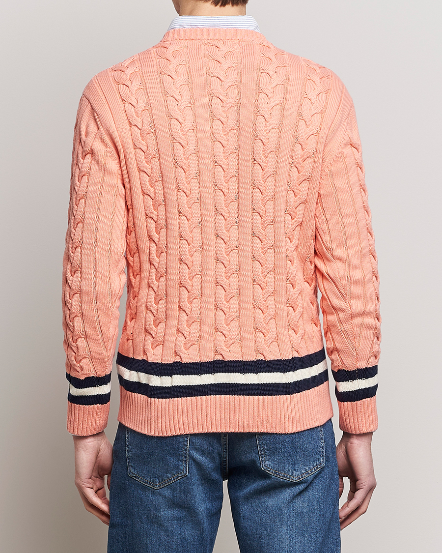 Men | Sweaters & Knitwear | Baracuta | Cotton Cable Crew Neck Flamingo
