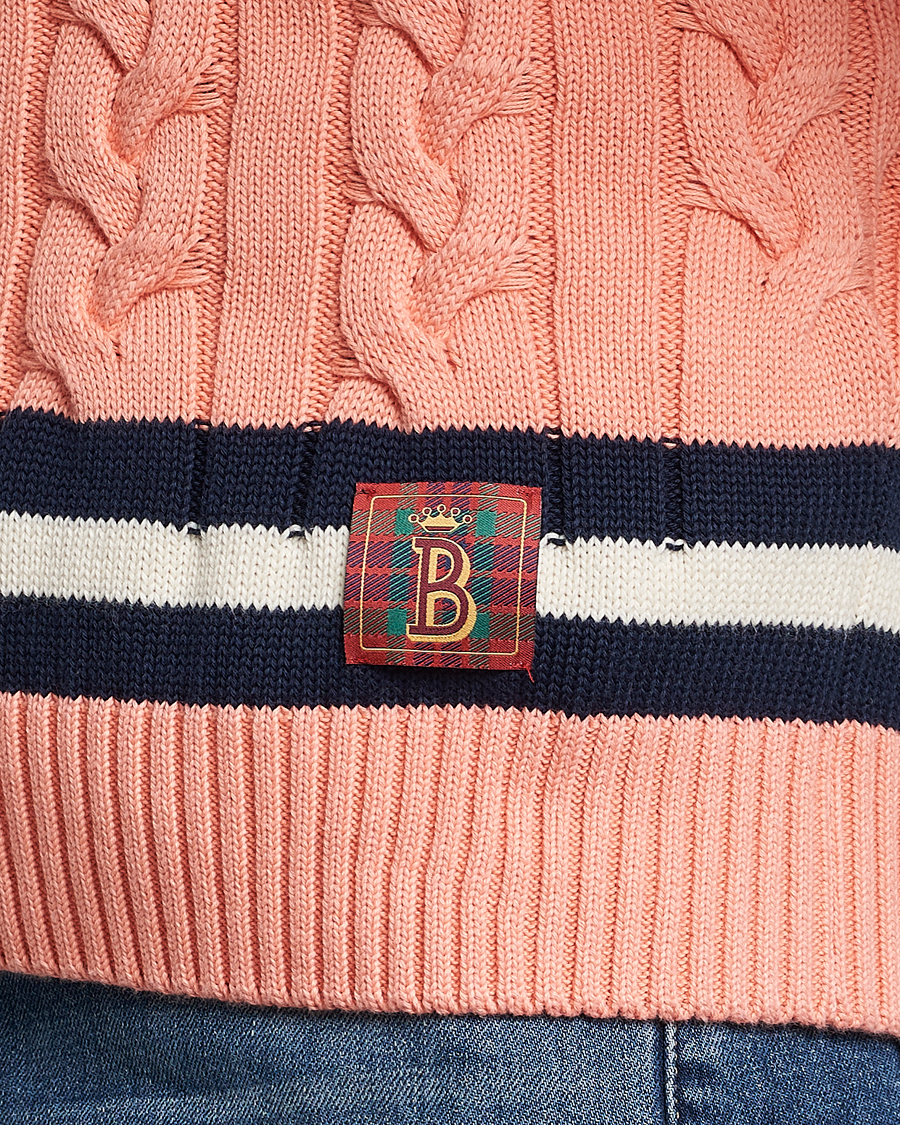 Men | Sweaters & Knitwear | Baracuta | Cotton Cable Crew Neck Flamingo