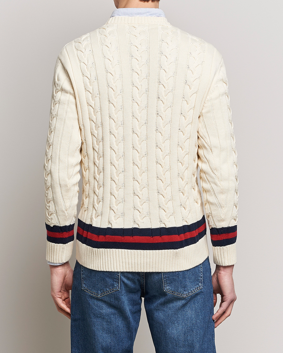 Men | Sweaters & Knitwear | Baracuta | Cotton Cable Crew Neck Off White