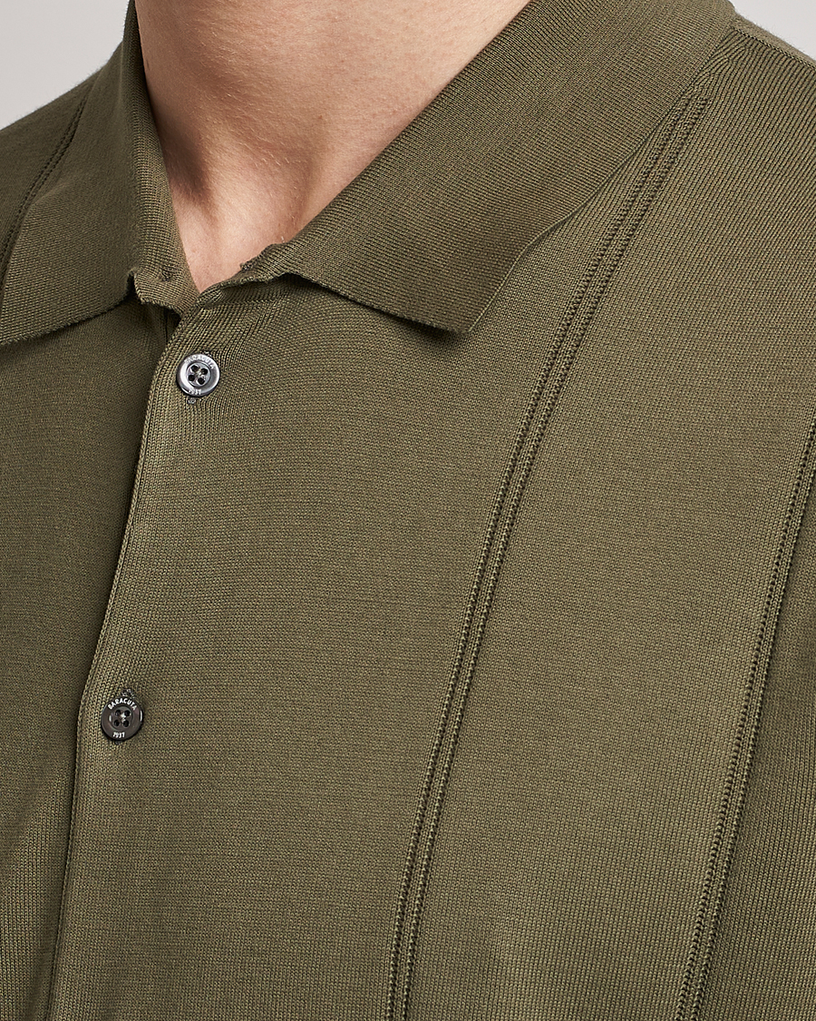 Men | Polo Shirts | Baracuta | Horatio Cotton Garment Dyed Knitted Polo Shirt Olive