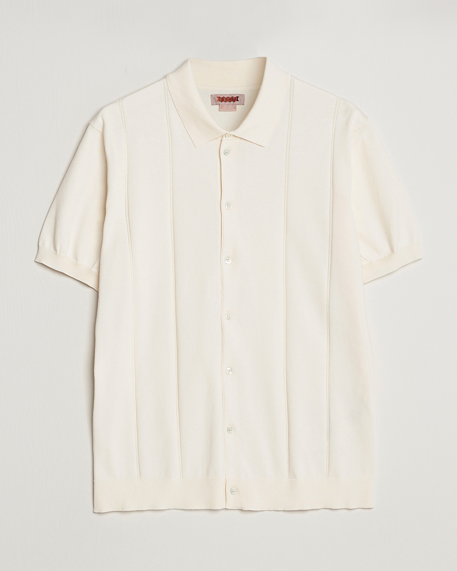 Men | Polo Shirts | Baracuta | Horatio Cotton Garment Dyed Knitted Polo Shirt Ivory