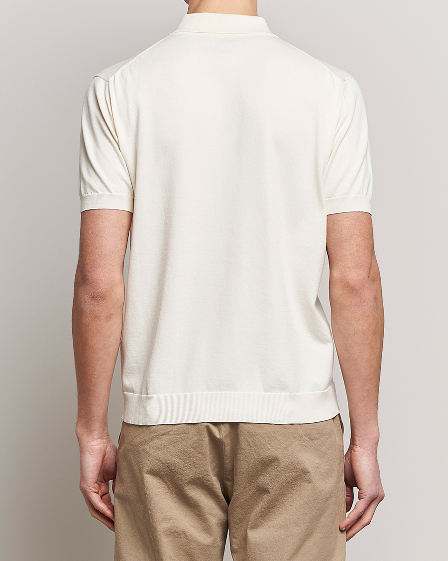 Men | Polo Shirts | Baracuta | Horatio Cotton Garment Dyed Knitted Polo Shirt Ivory