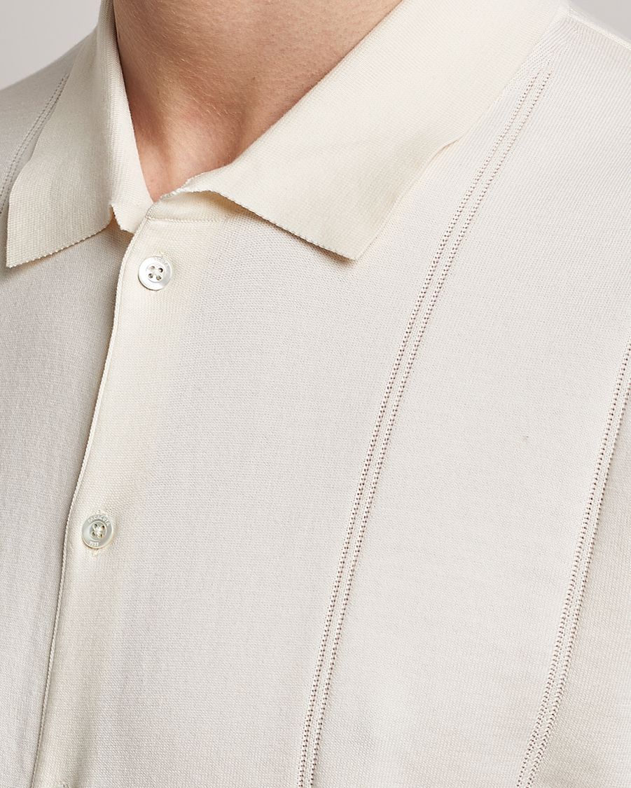 Men | Polo Shirts | Baracuta | Horatio Cotton Garment Dyed Knitted Polo Shirt Ivory