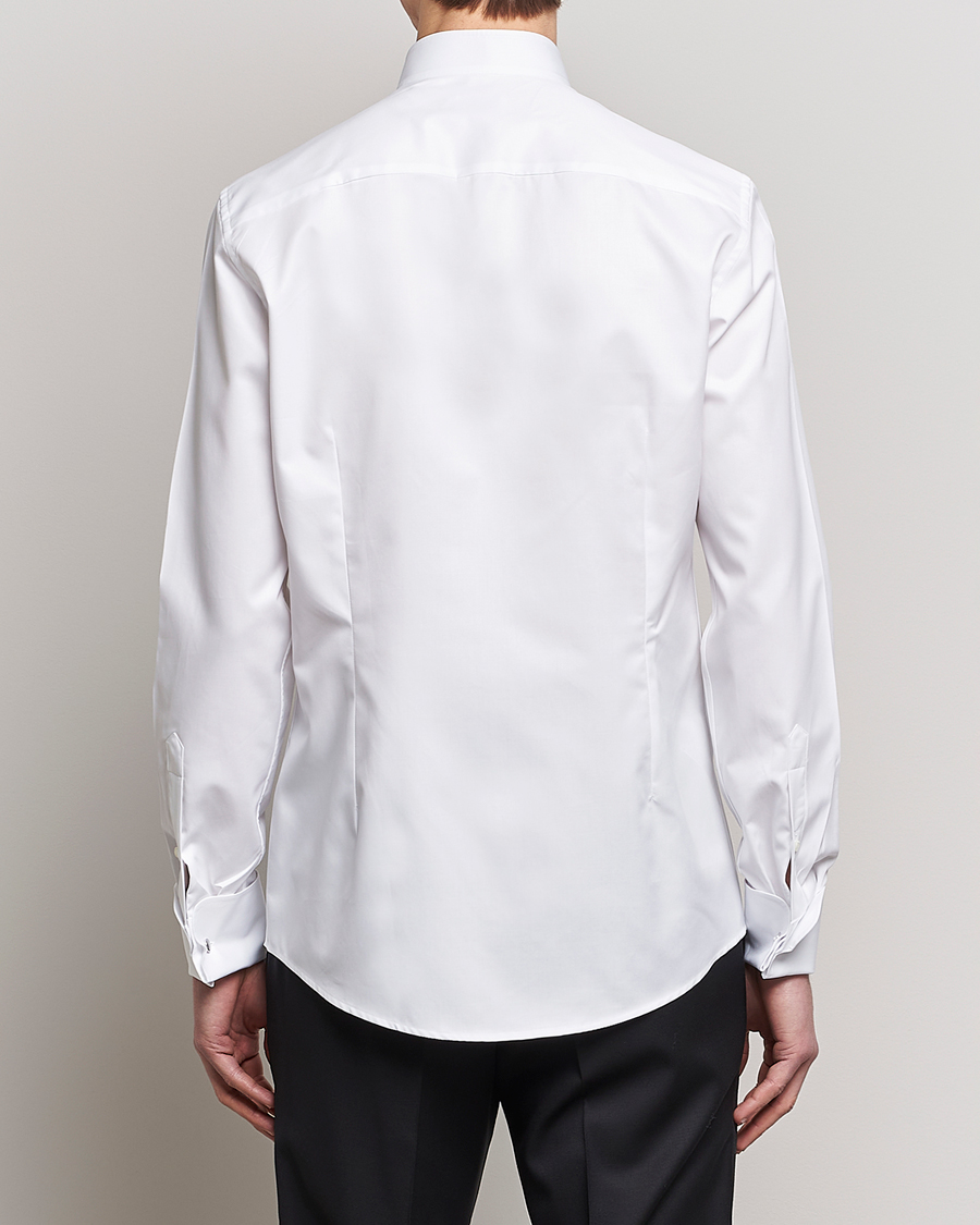 Men | Black Tie | Stenströms | Slimline Stand Up Collar Plissè Shirt White