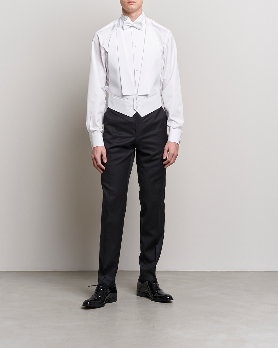 Men | Shirts | Stenströms | Fitted Body Stand Up Collar Evening Shirt White
