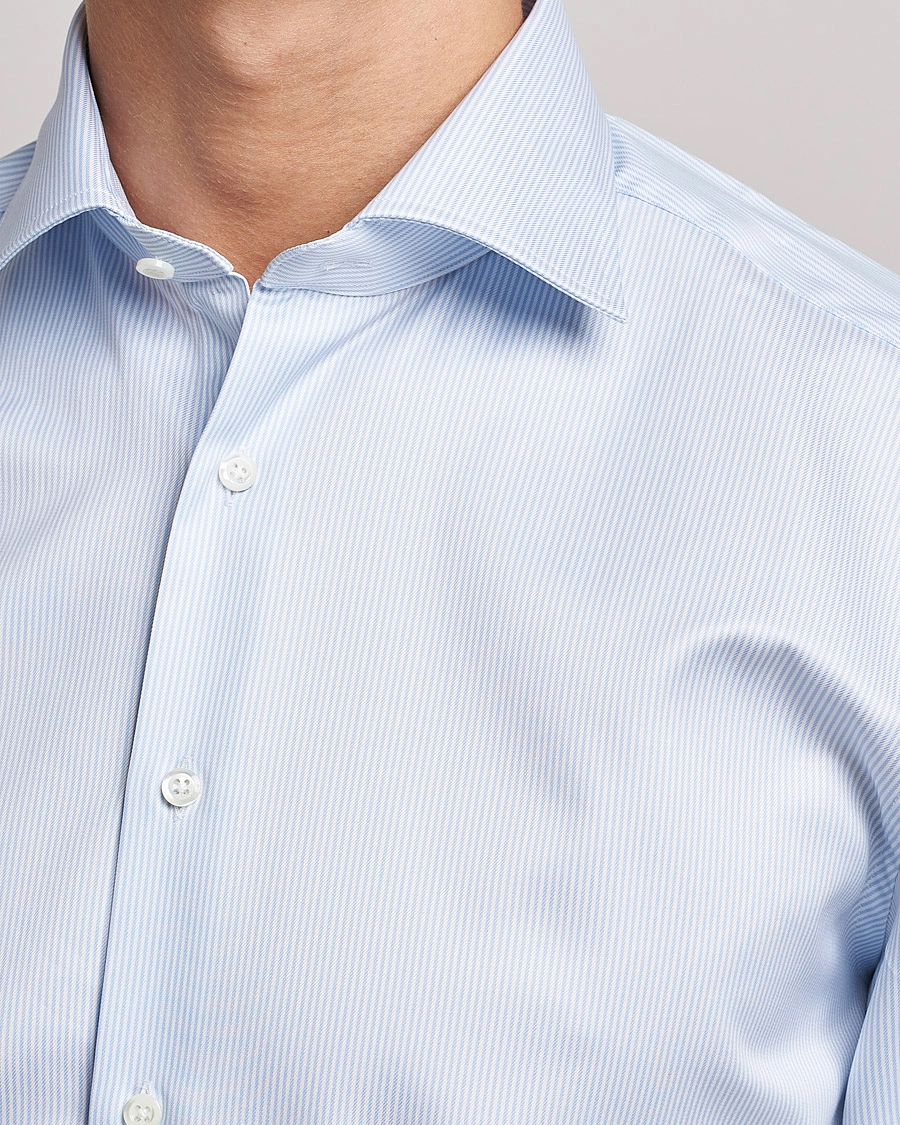 Men | Business Shirts | Stenströms | Fitted Body X-Long Sleeve Shirt White/Blue