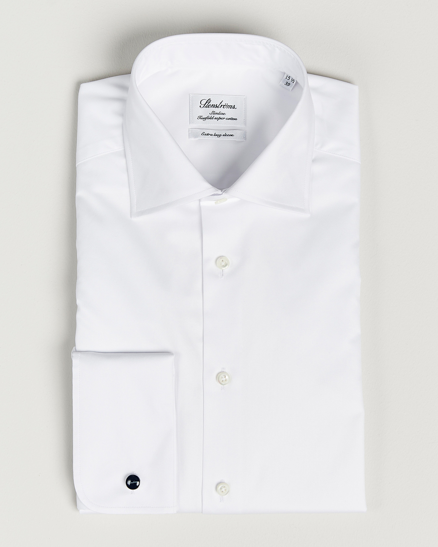 Men | Shirts | Stenströms | Slimline X-Long Sleeve Double Cuff Shirt White