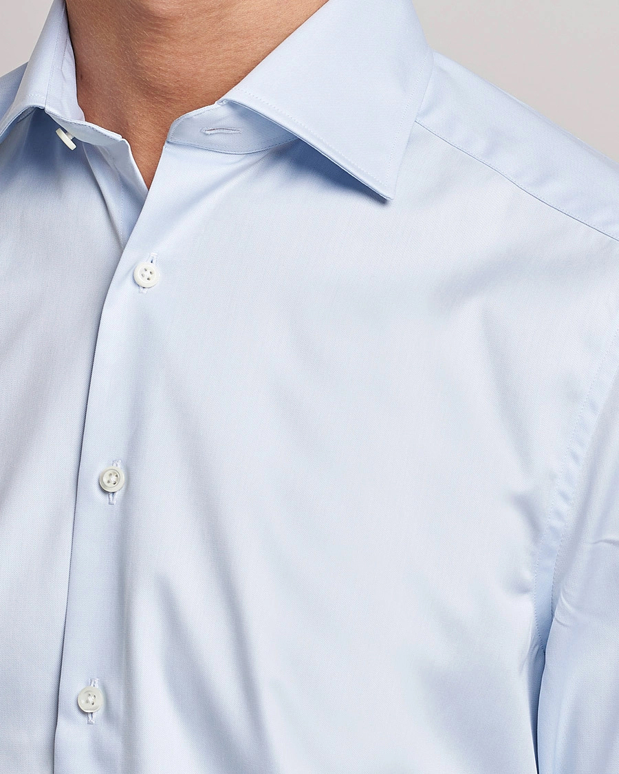 Mies |  | Stenströms | Slimline X-Long Sleeve Double Cuff Shirt Light Blue