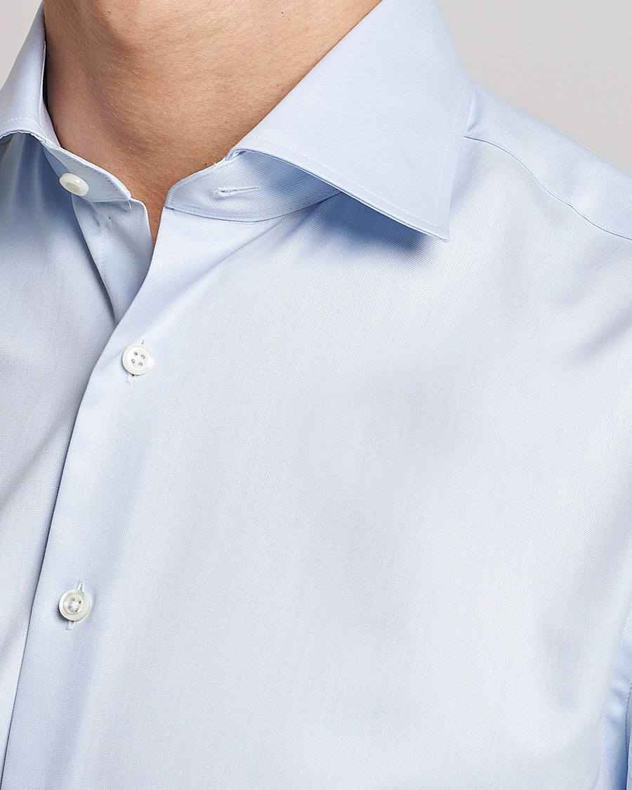 Men | Dark Suit | Stenströms | Fitted Body X-Long Sleeve Double Cuff Shirt Light Blue