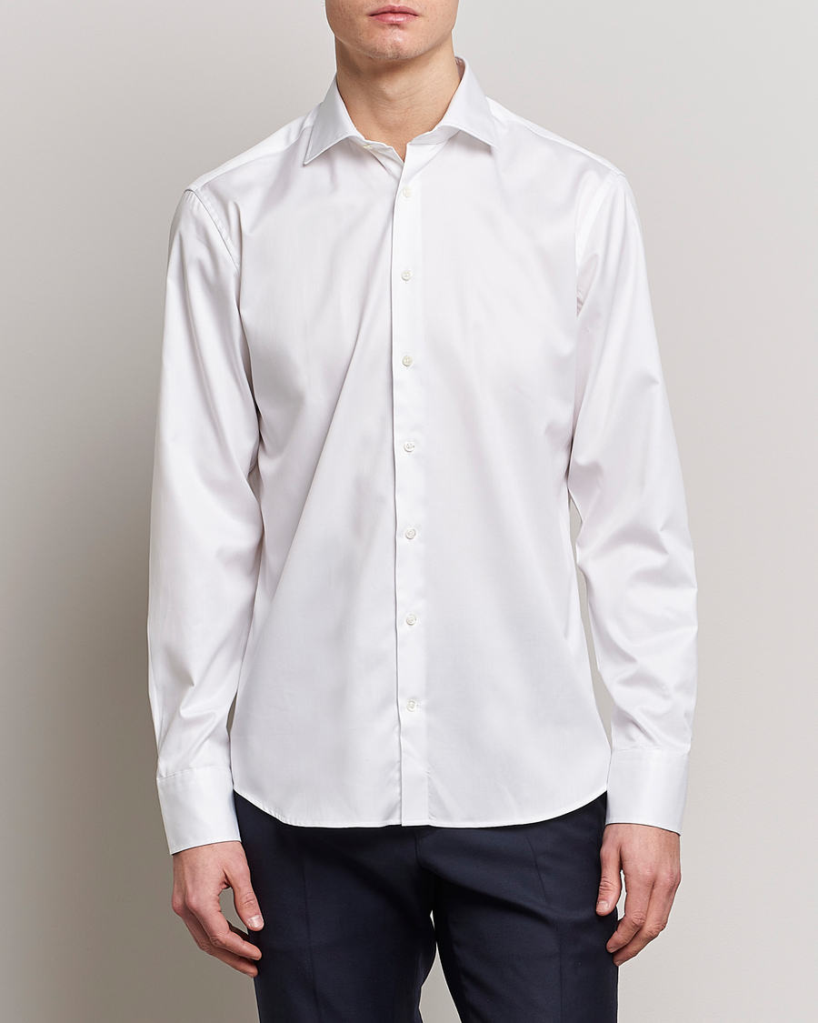 Men | Dark Suit | Stenströms | Slimline Twofold Stretch Shirt White