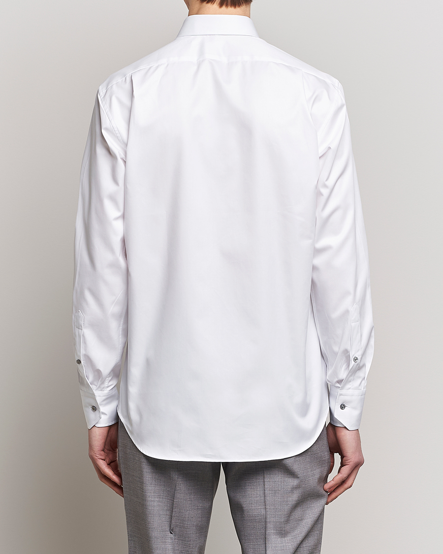 Men | Shirts | Stenströms | Fitted Body Contrast Cotton Twill Shirt White