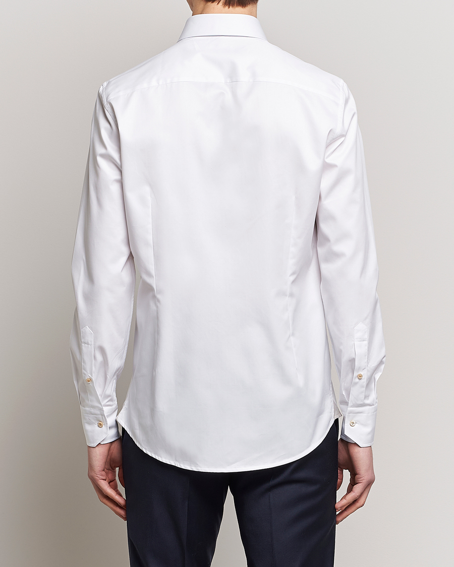 Men | Shirts | Stenströms | Fitted Body Contrast Cotton Shirt White