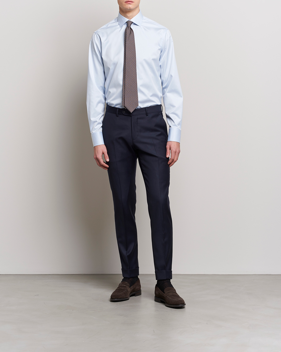 Men | Business & Beyond | Stenströms | Fitted Body Contrast Twill Shirt Light Blue