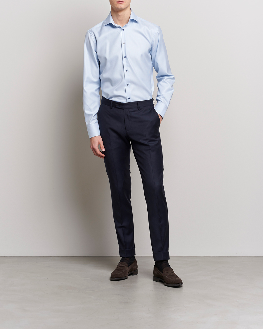Men | Business Shirts | Stenströms | Fitted Body Contrast Shirt Light Blue