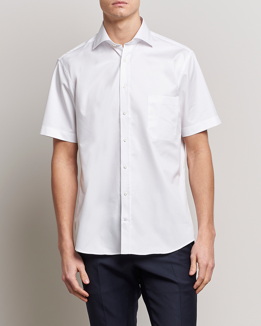 Men |  | Stenströms | Fitted Body Short Sleeve Twill Shirt White