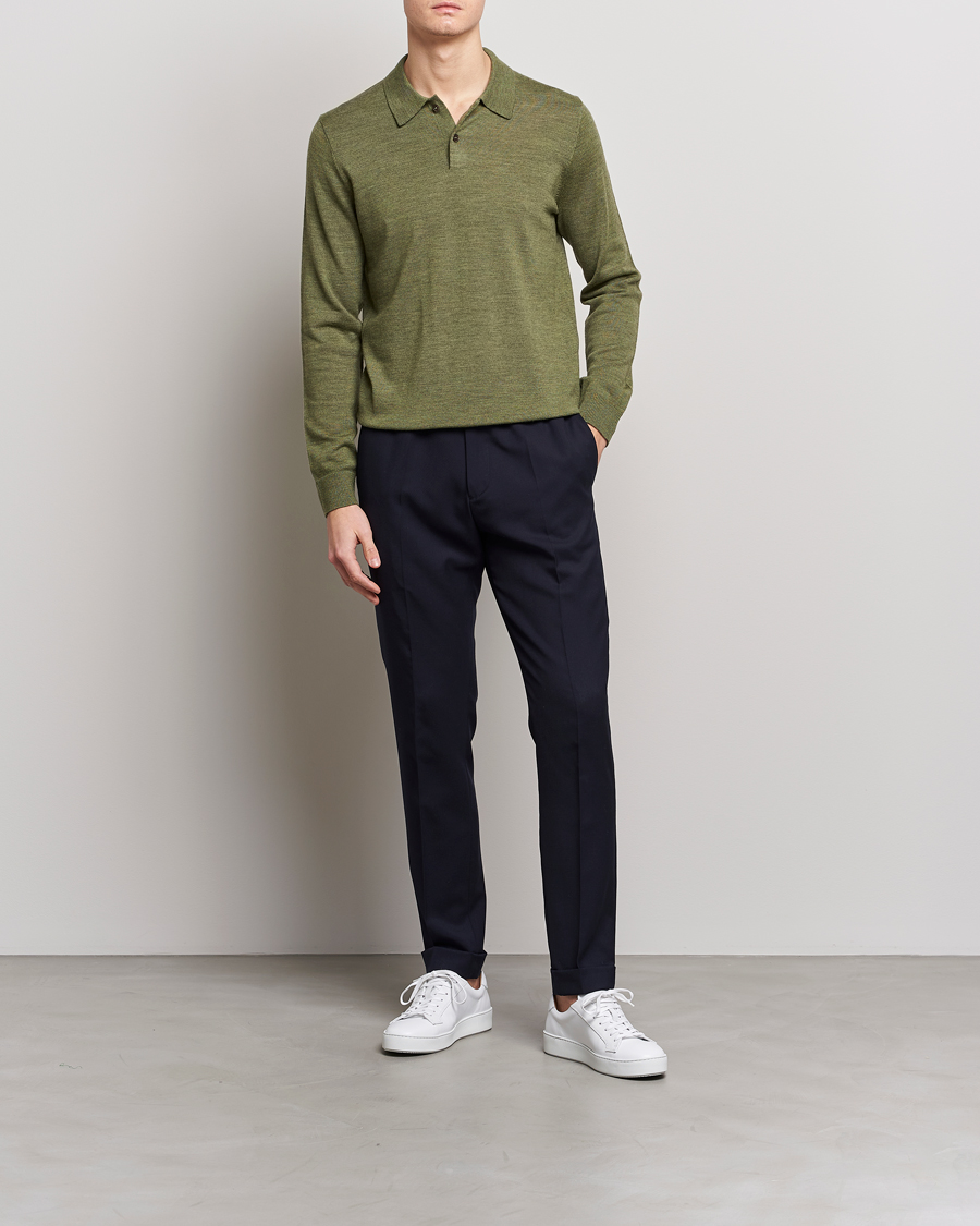 Men | Sweaters & Knitwear | Morris | Merino Knitted Polo Olive