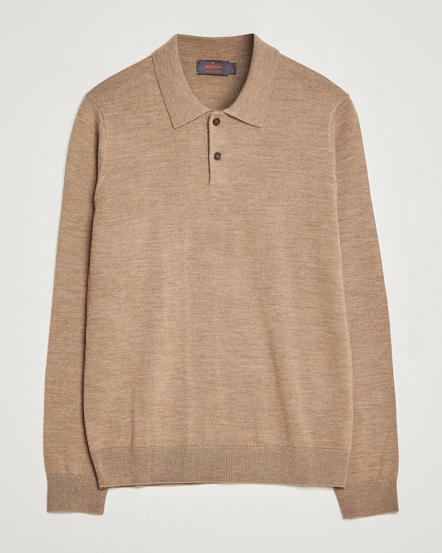 Men | Sweaters & Knitwear | Morris | Merino Knitted Polo Khaki