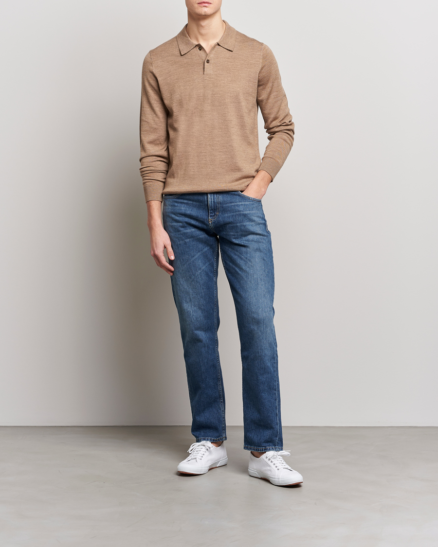 Men | Sweaters & Knitwear | Morris | Merino Knitted Polo Khaki