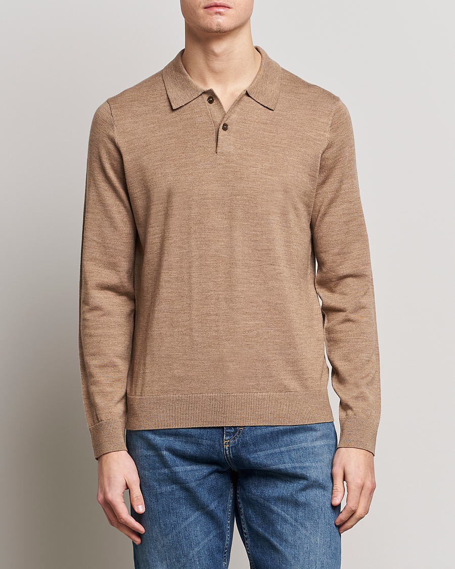 Men | Knitted Polo Shirts | Morris | Merino Knitted Polo Khaki