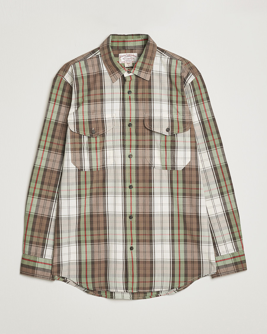 Men | Shirts | Filson | Washed Feather Cloth Shirt Sage/Olive Plaid