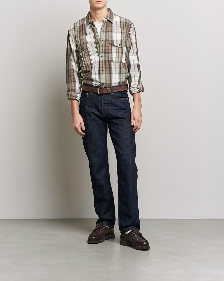 Men | Shirts | Filson | Washed Feather Cloth Shirt Sage/Olive Plaid