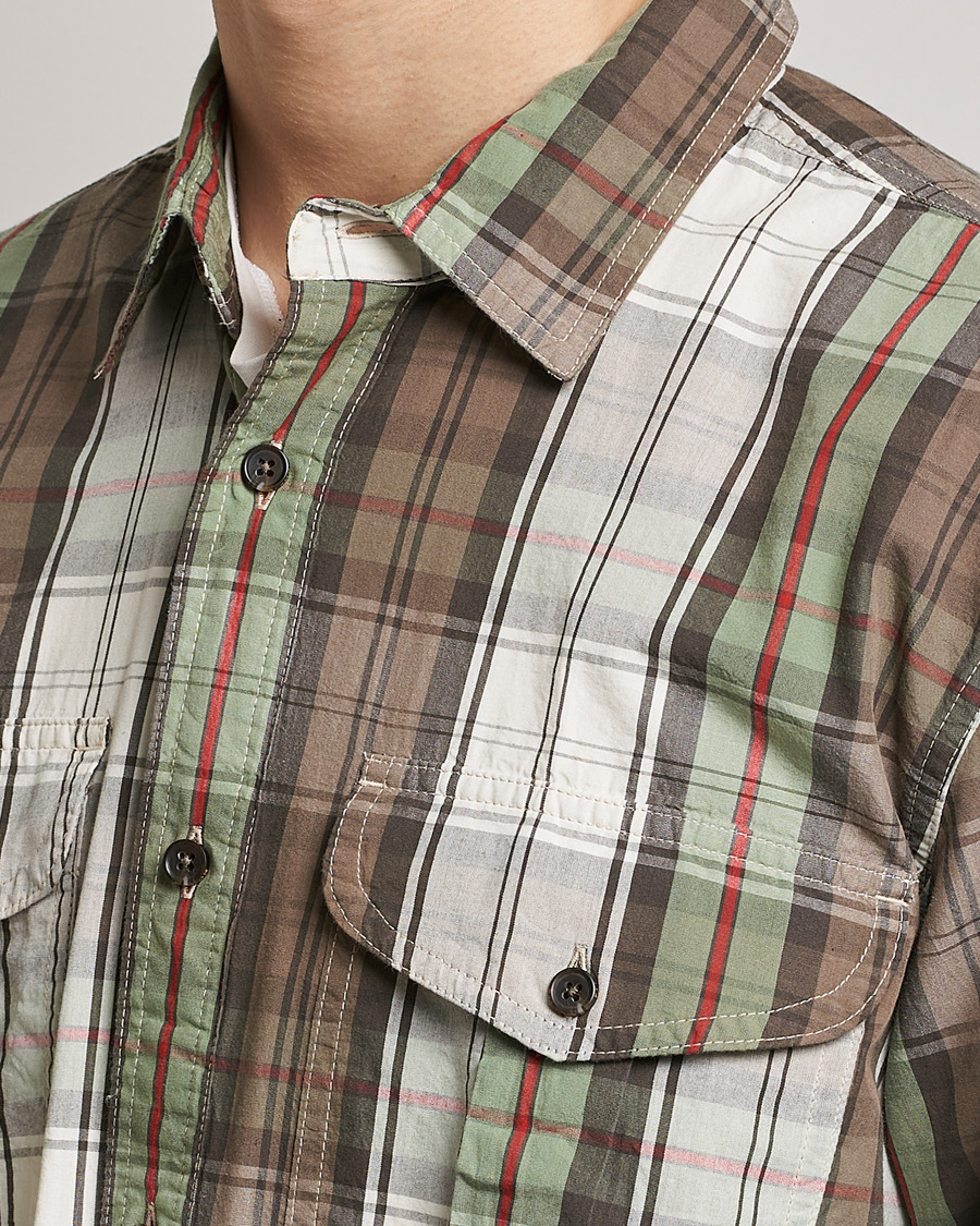 Men | Shirts | Filson | Washed Feather Cloth Shirt Sage/Olive Plaid