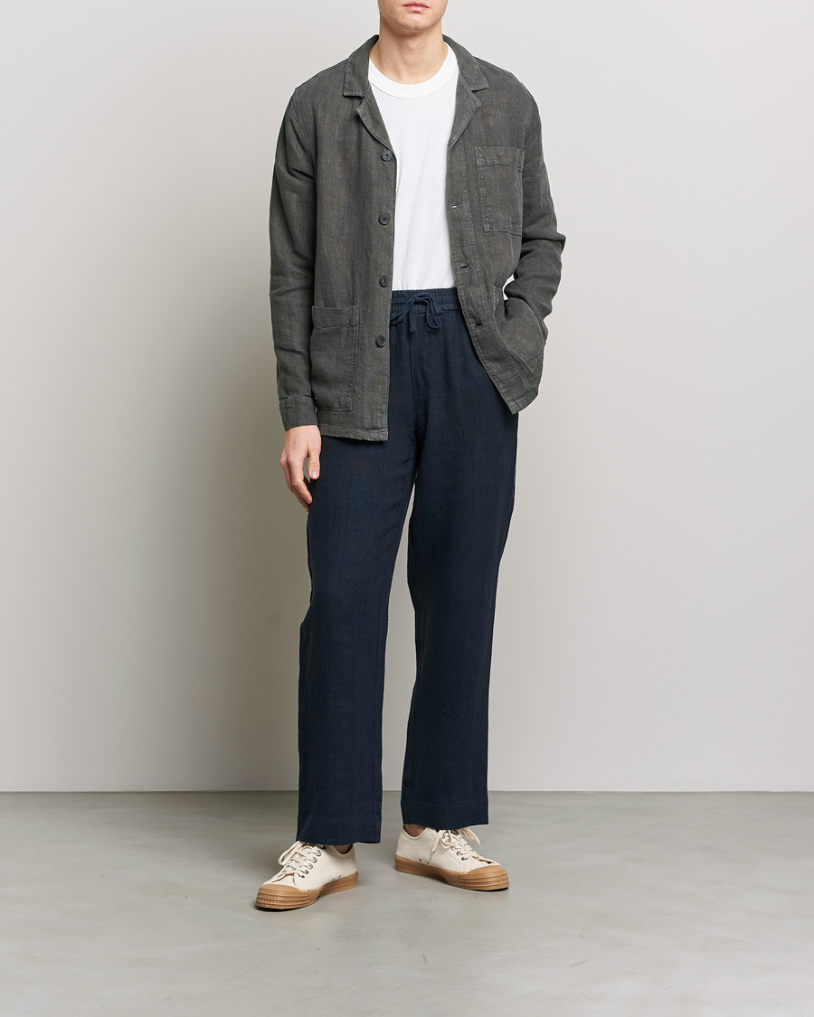 Men | Shirts | A Day's March | Bangher Linen Overshirt Olive