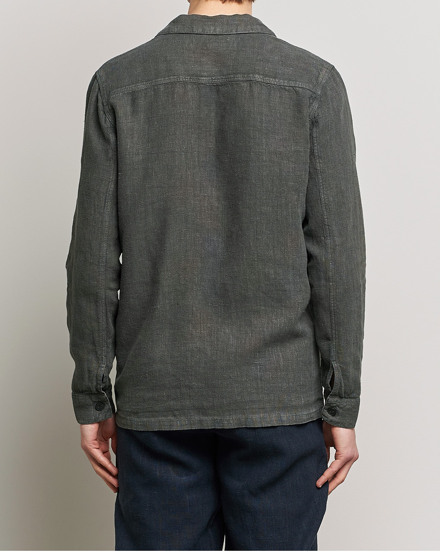 Men | Shirts | A Day's March | Bangher Linen Overshirt Olive