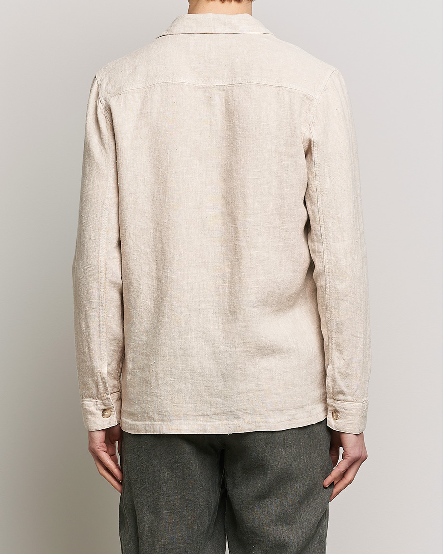 Men | Shirts | A Day's March | Bangher Linen Overshirt Oyster