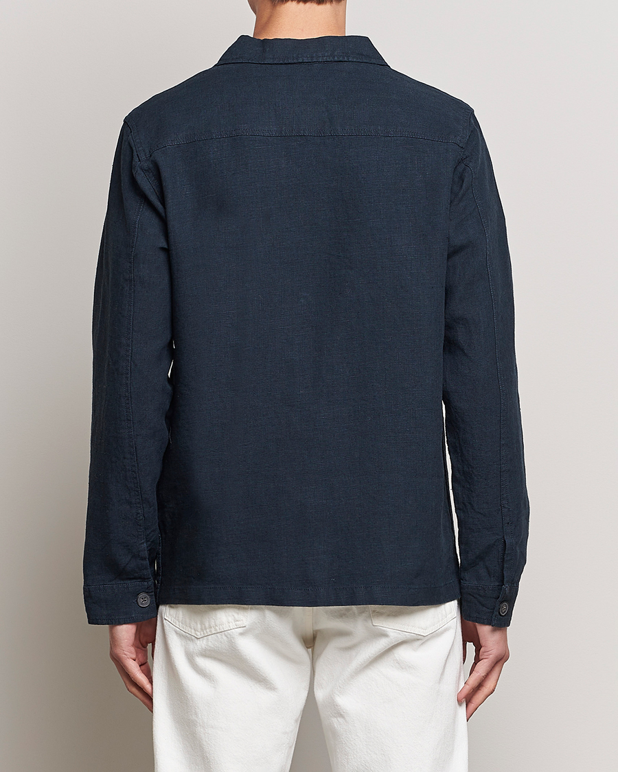 Men | Shirts | A Day's March | Original Linen Overshirt Navy