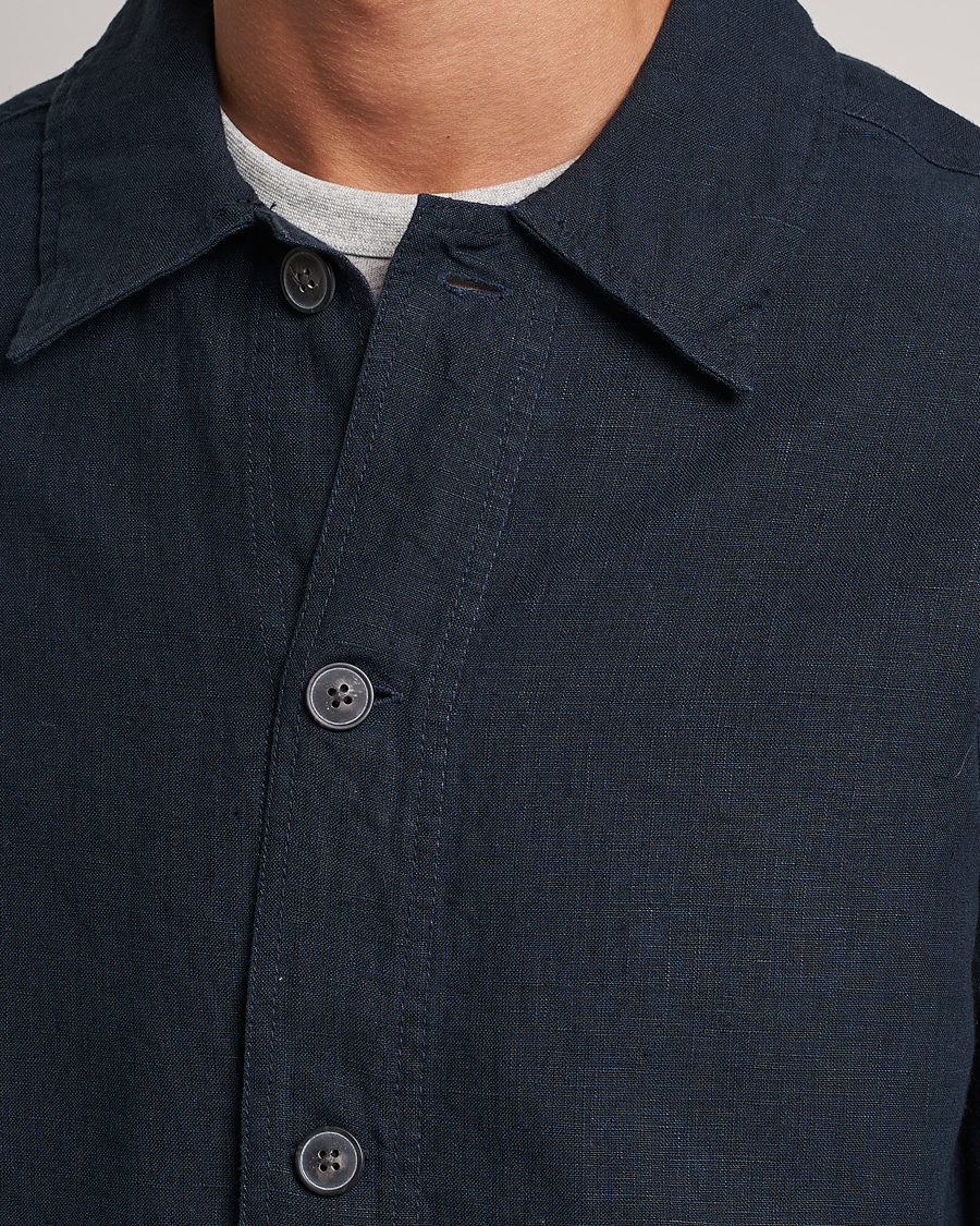 Men | Shirts | A Day's March | Original Linen Overshirt Navy