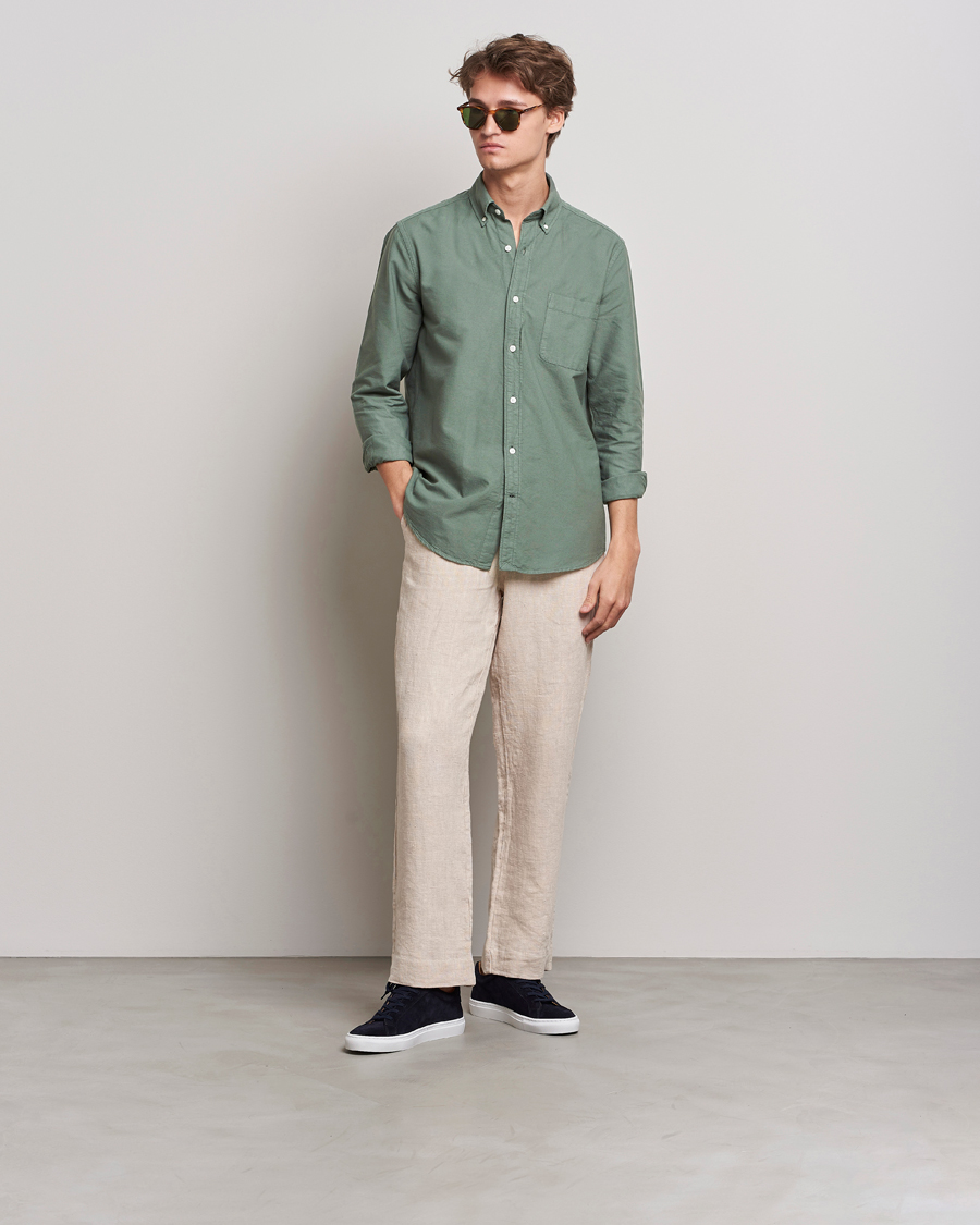 Men | Shirts | A Day's March | Moorgate Dyed Oxford Shirt Dusty Green