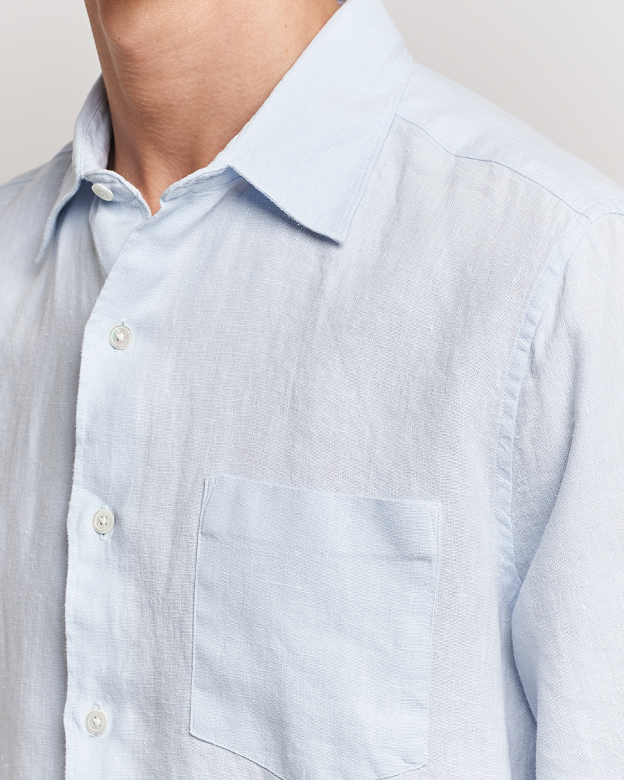 Men | Shirts | A Day's March | Abu Linen Shirt Light Blue
