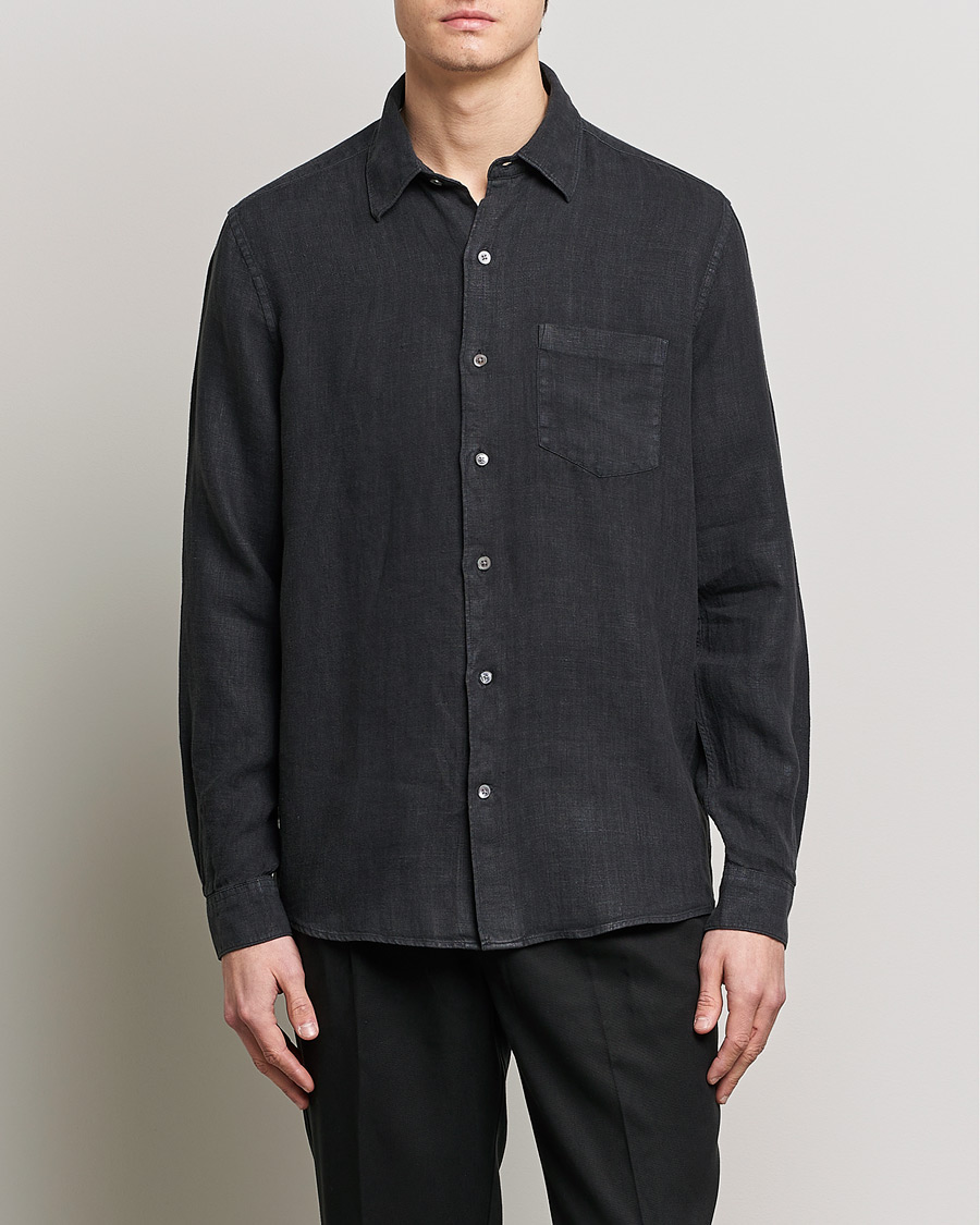 Men | A Day's March | A Day's March | Abu Linen Shirt Off Black