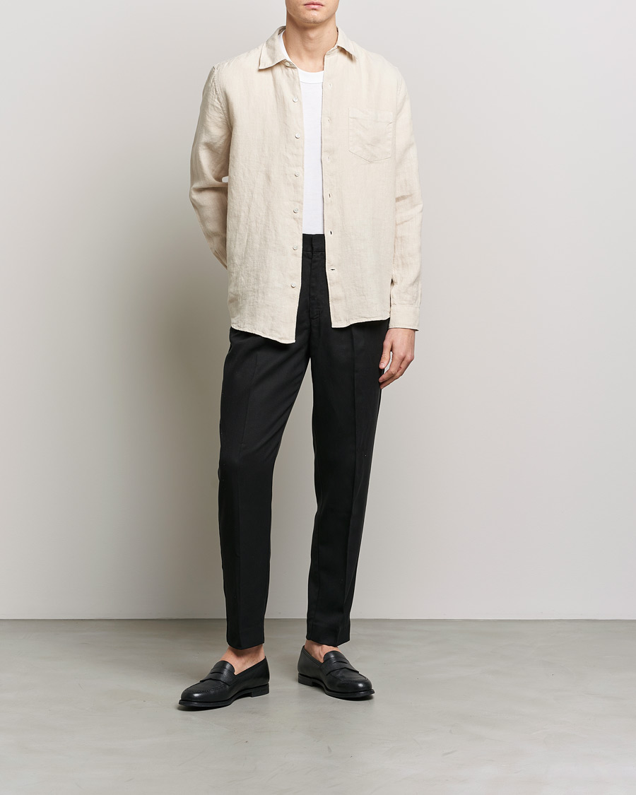 Men | Shirts | A Day's March | Abu Linen Shirt Sand