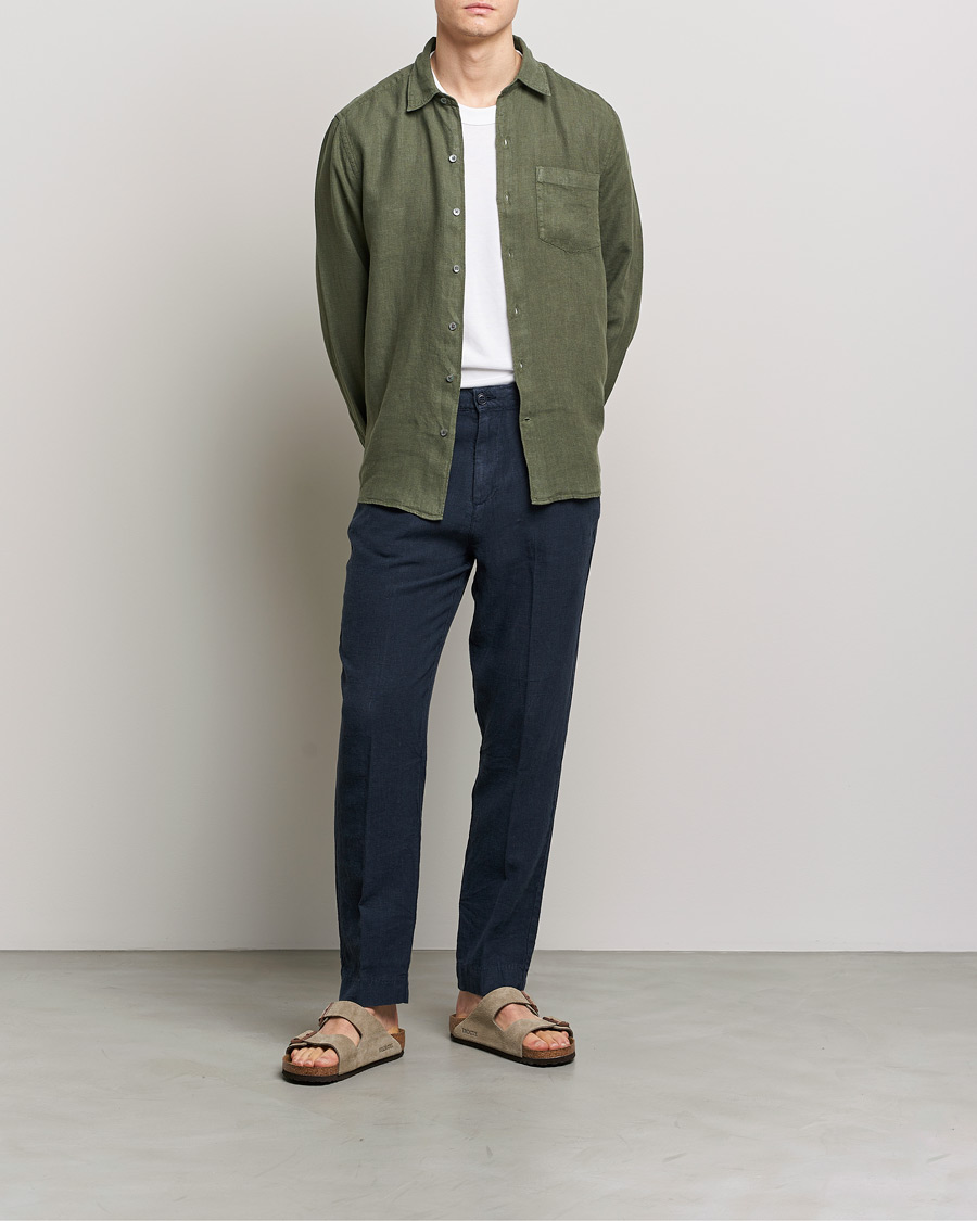 Men | Shirts | A Day's March | Abu Linen Shirt Seaweed