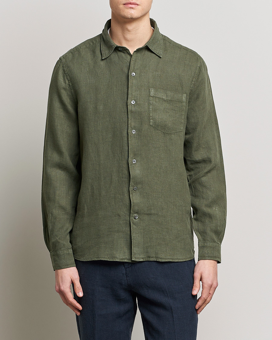 Men | A Day's March | A Day's March | Abu Linen Shirt Seaweed