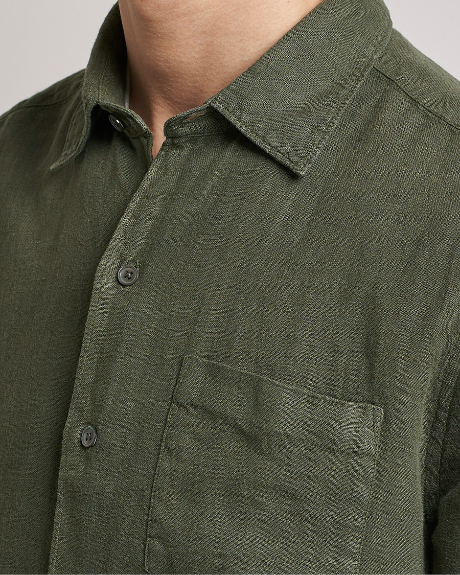 Men | Shirts | A Day's March | Abu Linen Shirt Seaweed