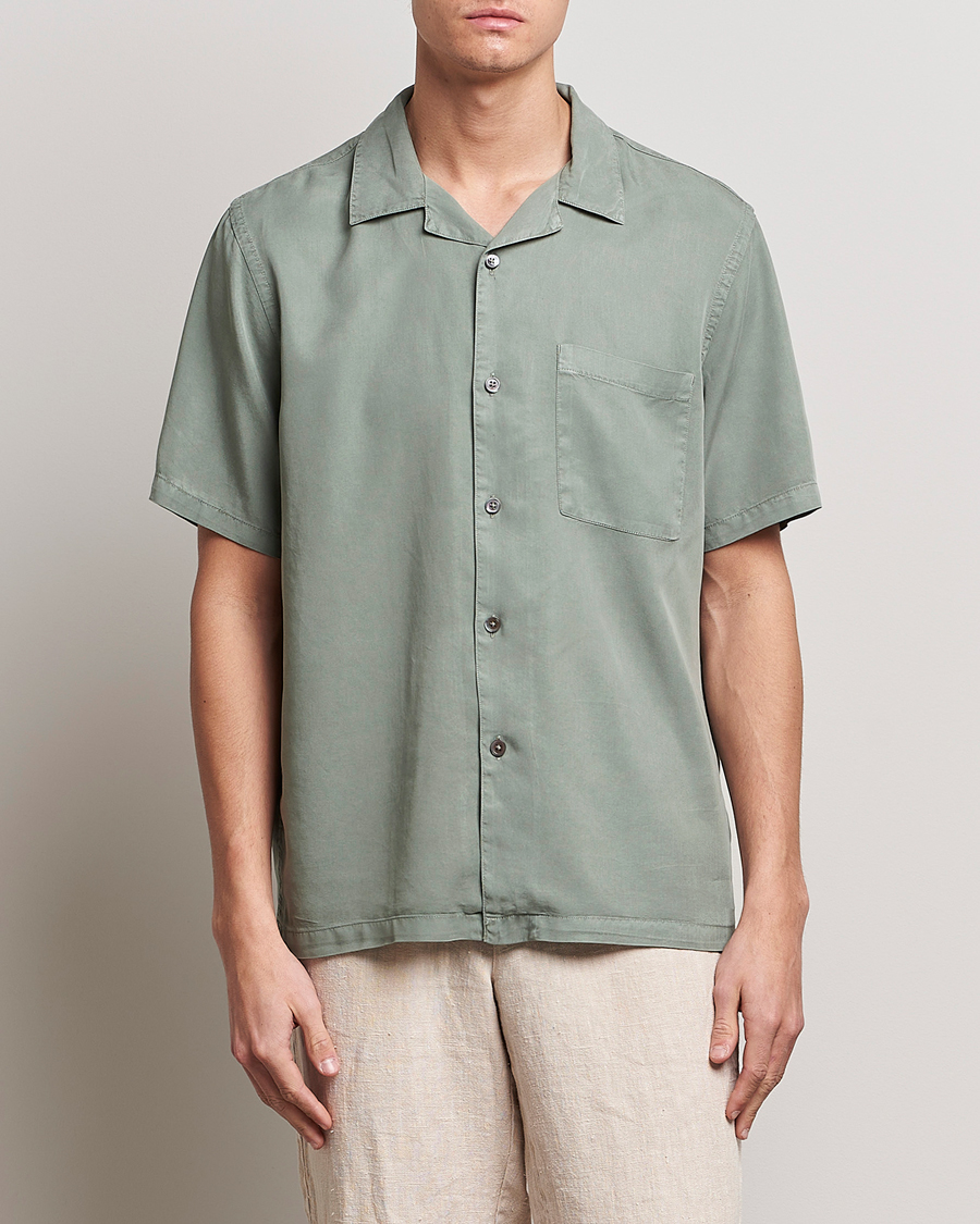 Men | Shirts | A Day's March | Yamu Short Sleeve Tencel Shirt Dusty Green
