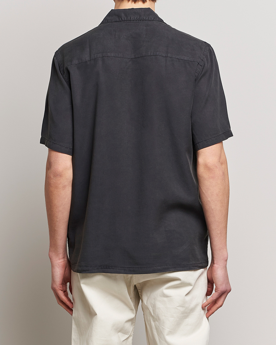 Men | Shirts | A Day's March | Yamu Short Sleeve Tencel Shirt Off Black