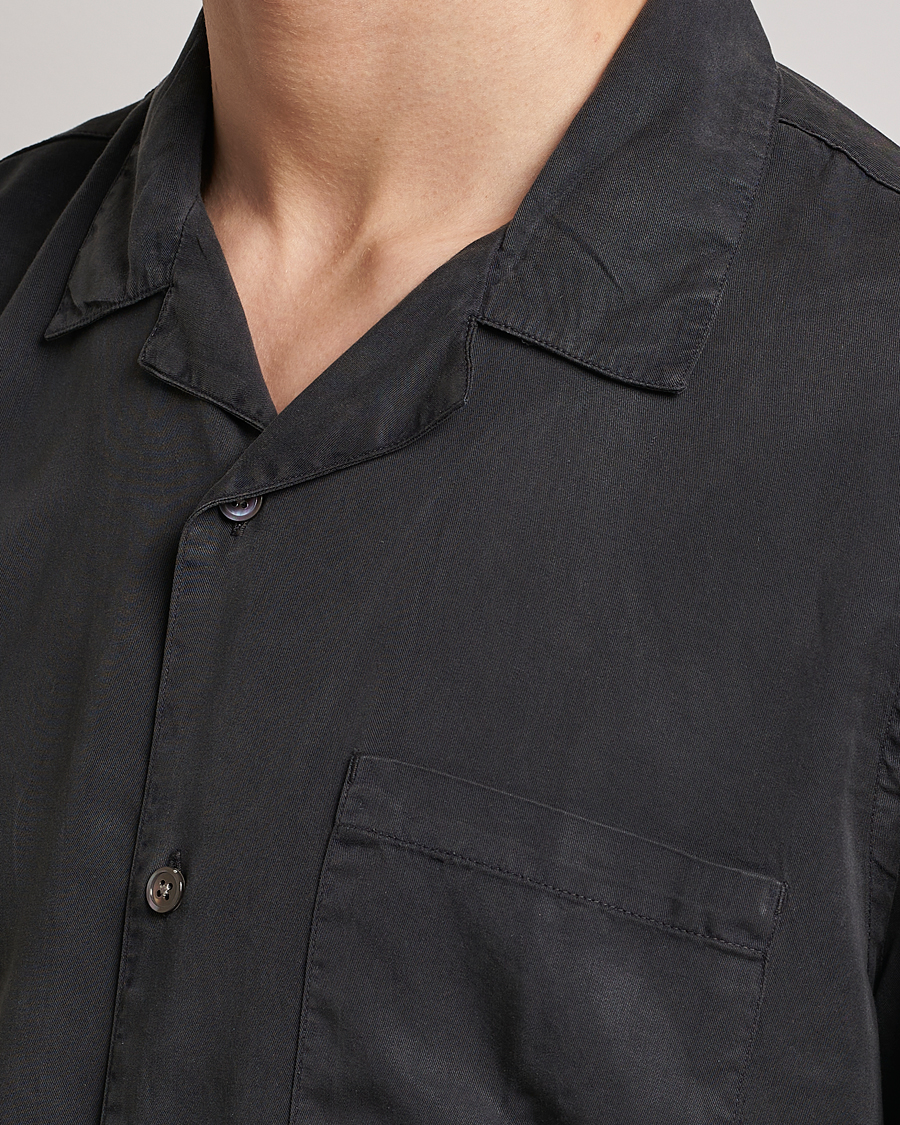 Men | Shirts | A Day's March | Yamu Short Sleeve Tencel Shirt Off Black