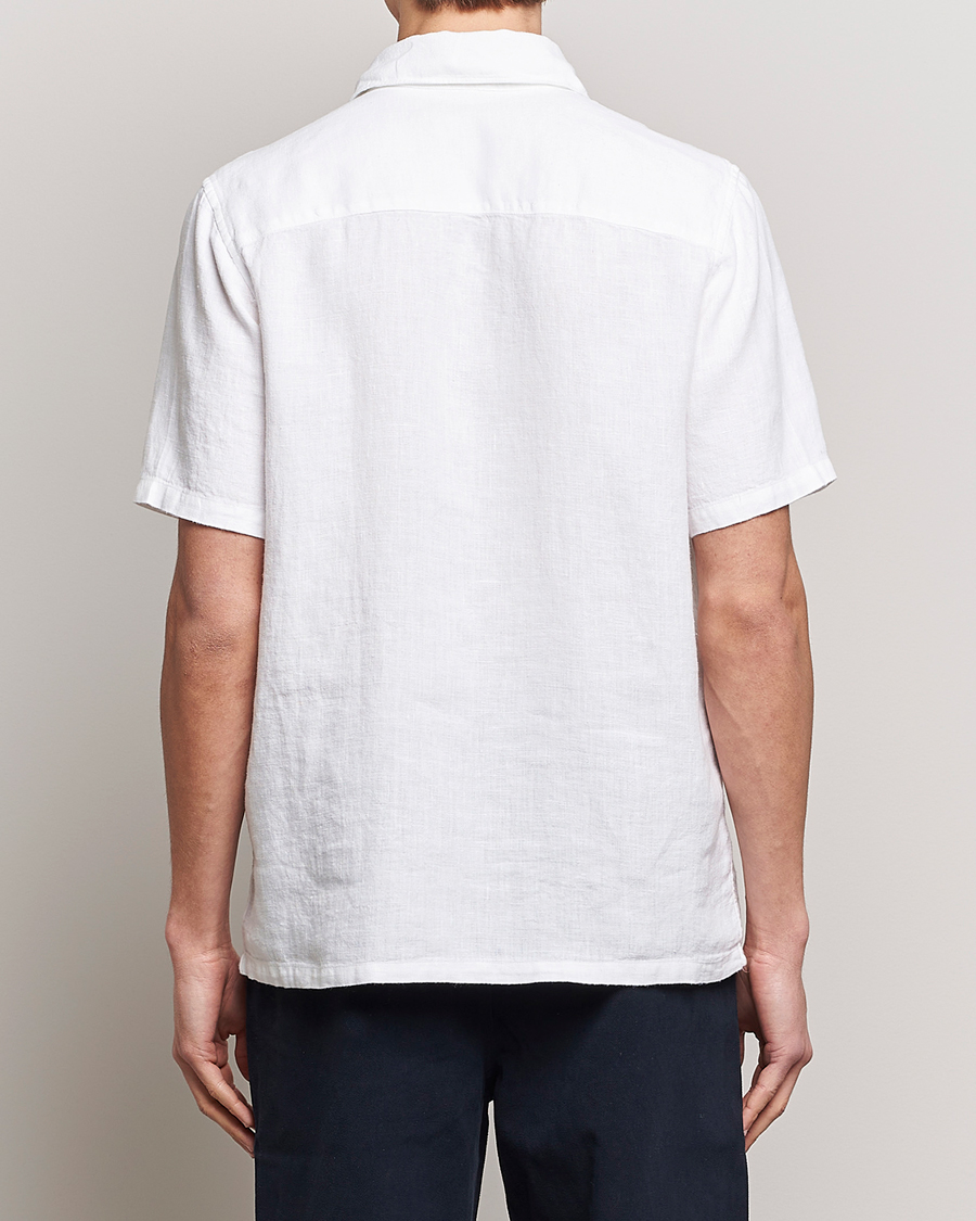 Men | Shirts | A Day's March | Khito Short Sleeve Linen Shirt White