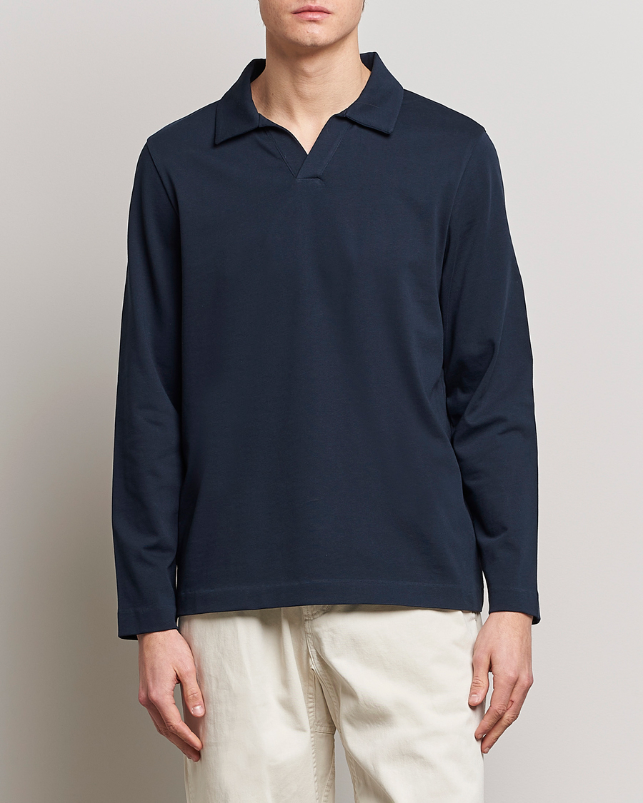 Men | Contemporary Creators | A Day's March | Branford Long Sleeve Jersey Polo Navy