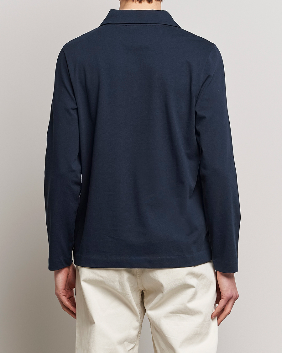 Men | Sweaters & Knitwear | A Day's March | Branford Long Sleeve Jersey Polo Navy